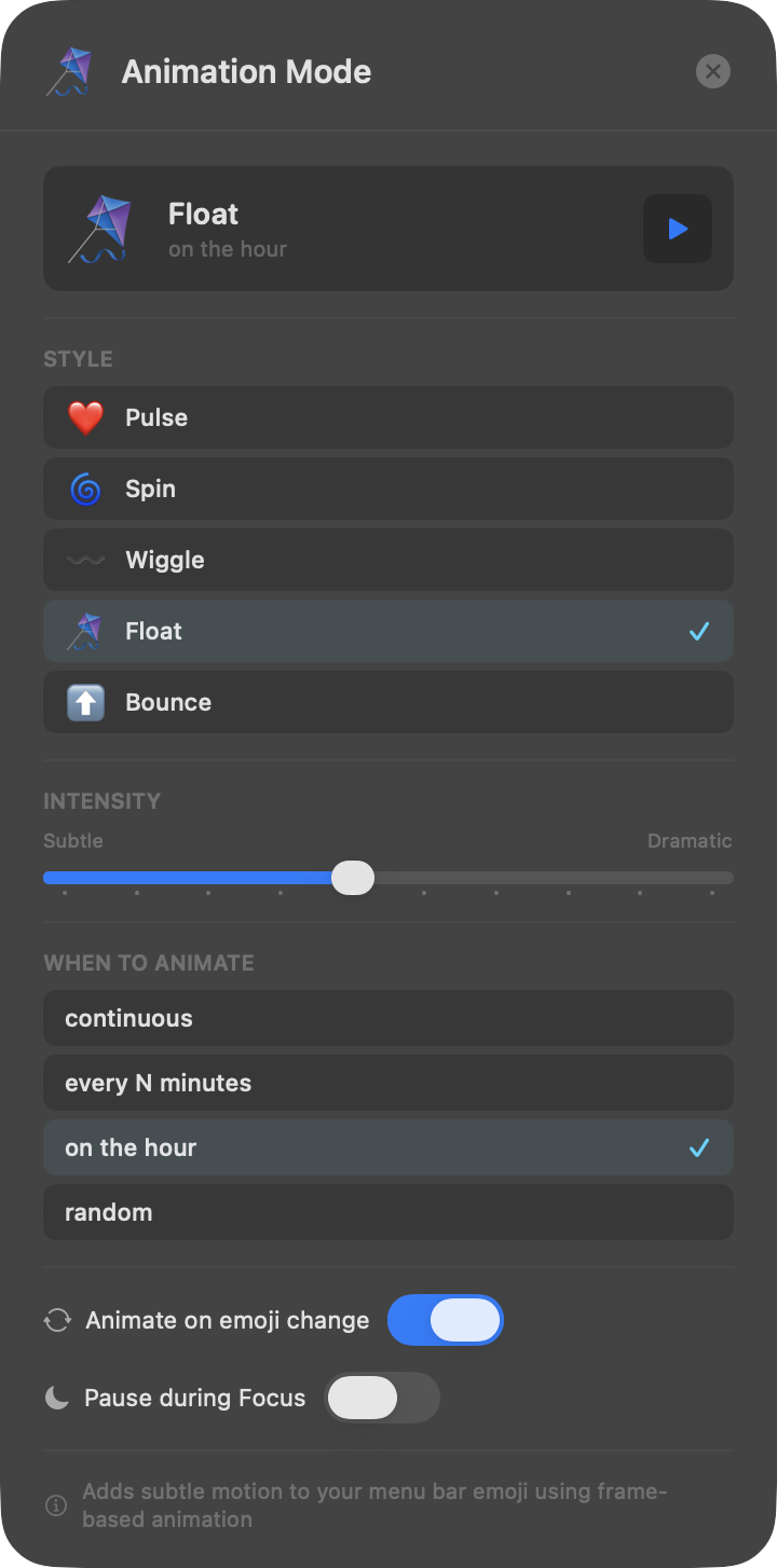 MojiBar Animation Mode
